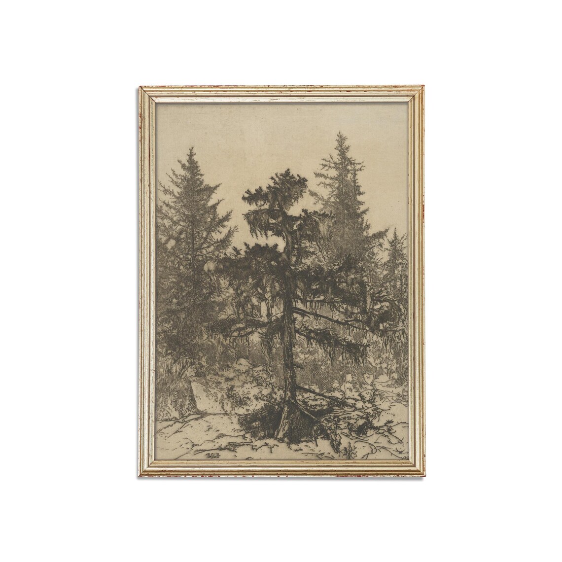Wooded Landscape Vintage Sketch Drawing Art Print - Image 3