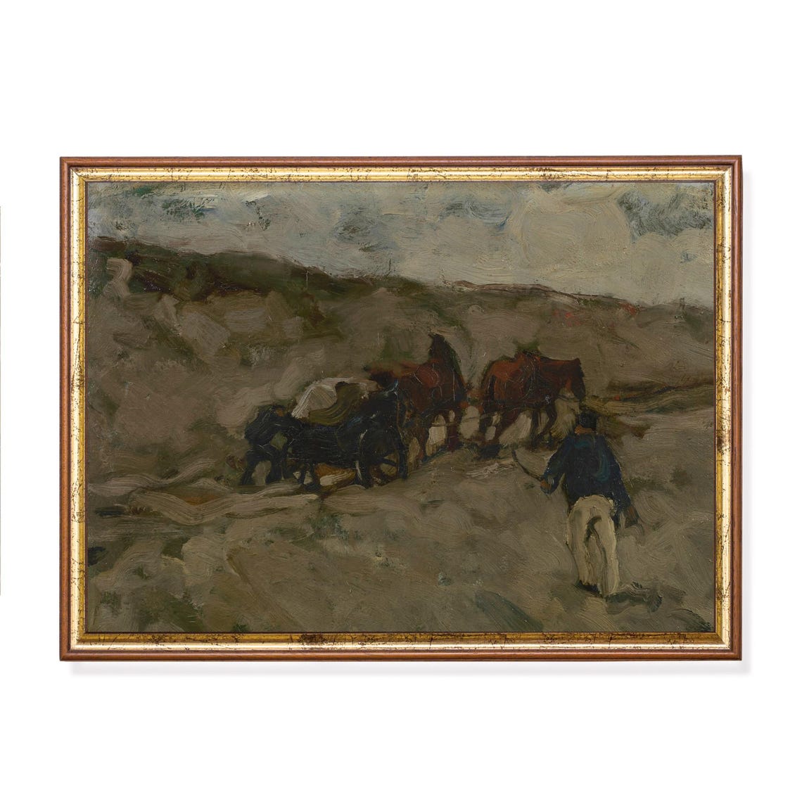 Horse Drawn Cart on a Windy Road Impressionist Sketch Poster - Image 5