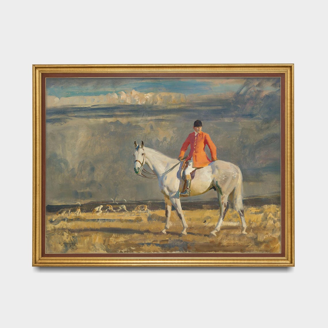 Fox Hunter In Scarlet On A Grey Horse Vintage Equestrian Poster - Image 5