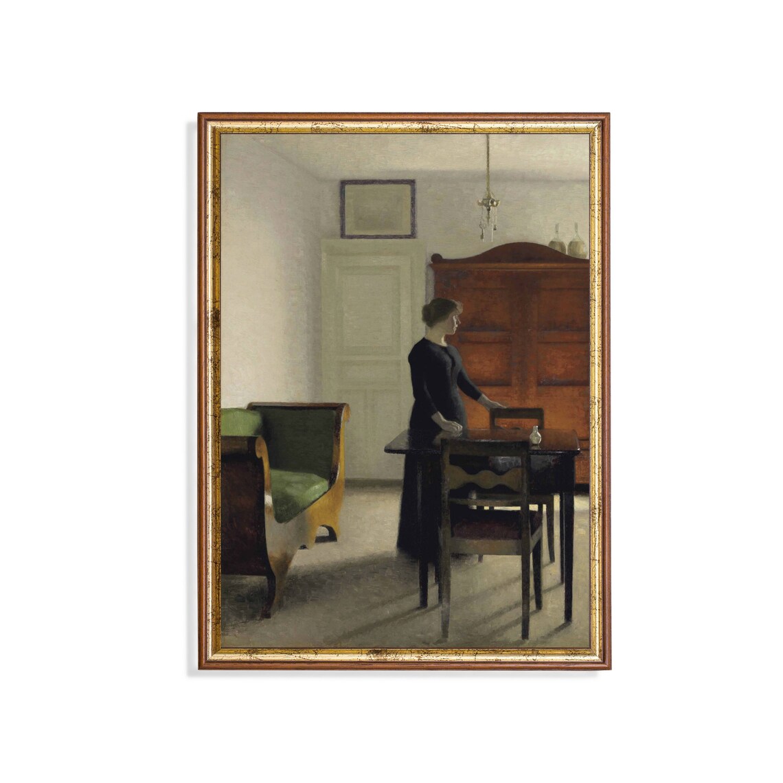 Vintage Woman Portrait, Danish Rustic Wall Art Print