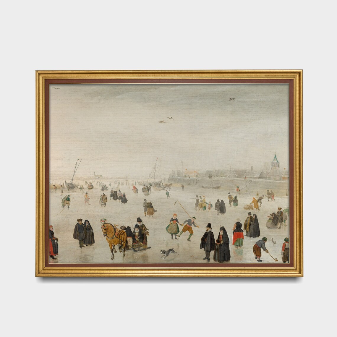 Vintage Winter Scenes, Ice Skating Landscape Art Print - Image 2