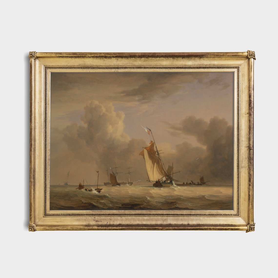 Printed And Shipped Vintage Sailing Ship Painting Antique Seascape Print Moody Rustic Ocean Beach Nautical Decor Physical Prints - Image 2