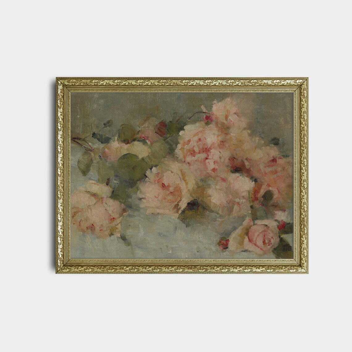 Impressionistic Bouquet of Blush Pink Roses Oil Painting Poster - Image 2