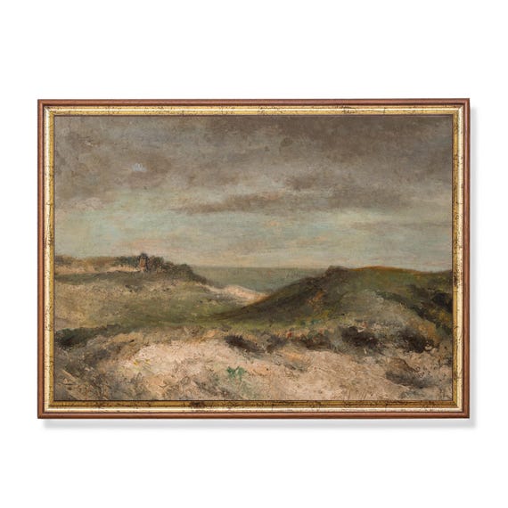 Print And Ship Vintage Coastal Painting Antique Seascape Painting Moody Rustic Print Ocean Beach Fine Art Mailed Print