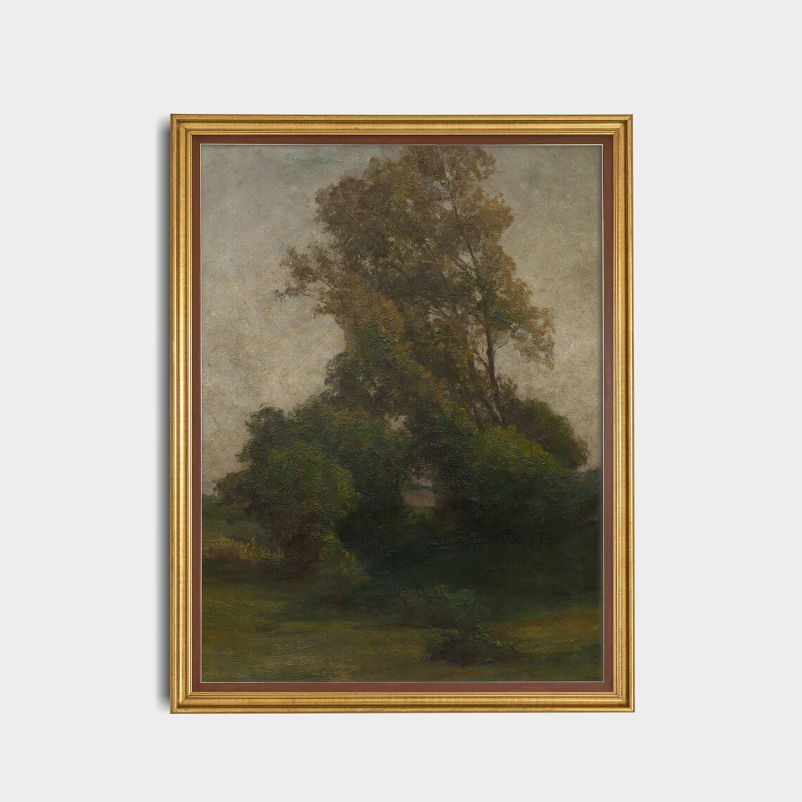 Moody Tonalist Painting of Dark Trees at Dusk Twilight Art Poster - Image 2