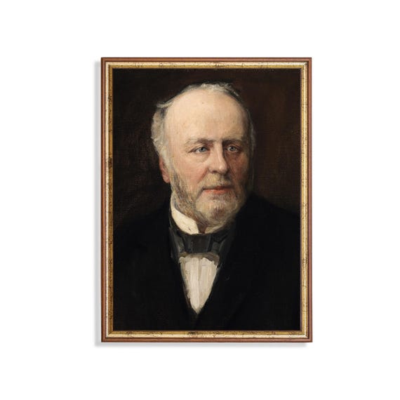 Print And Ship Vintage Man Portrait Painting Antique Gentleman Oil Painting Print Moody Rustic Art Mailed Print Fine Art