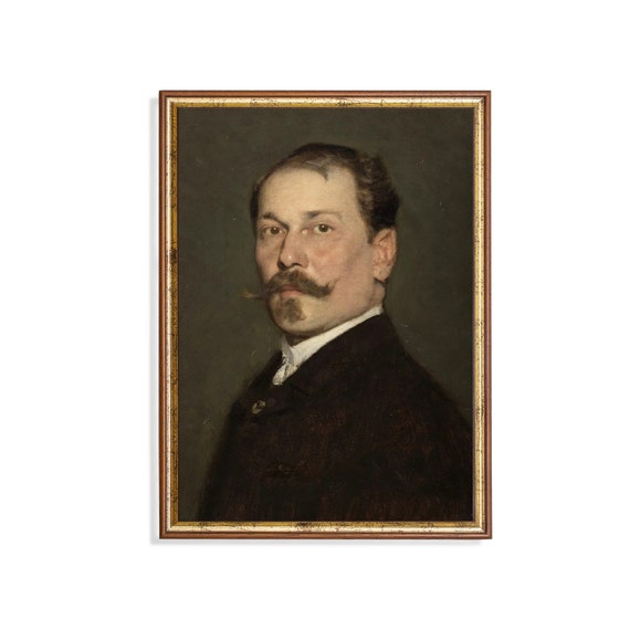 Print And Ship Vintage Gentleman Portrait Antique Man Portrait Mailed Print Oil Painting Print Moody Rustic Fine Art Print