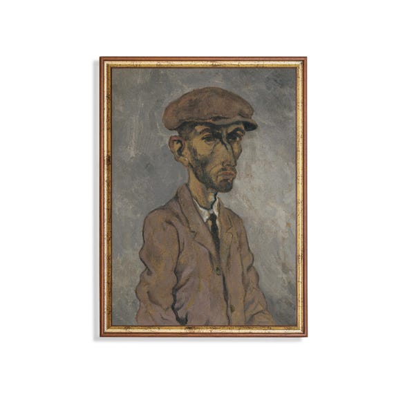 Print And Ship Vintage Man Portrait Painting Antique Gentleman Print Moody Rustic Art Mailed Print Fine Art Classic Portrait