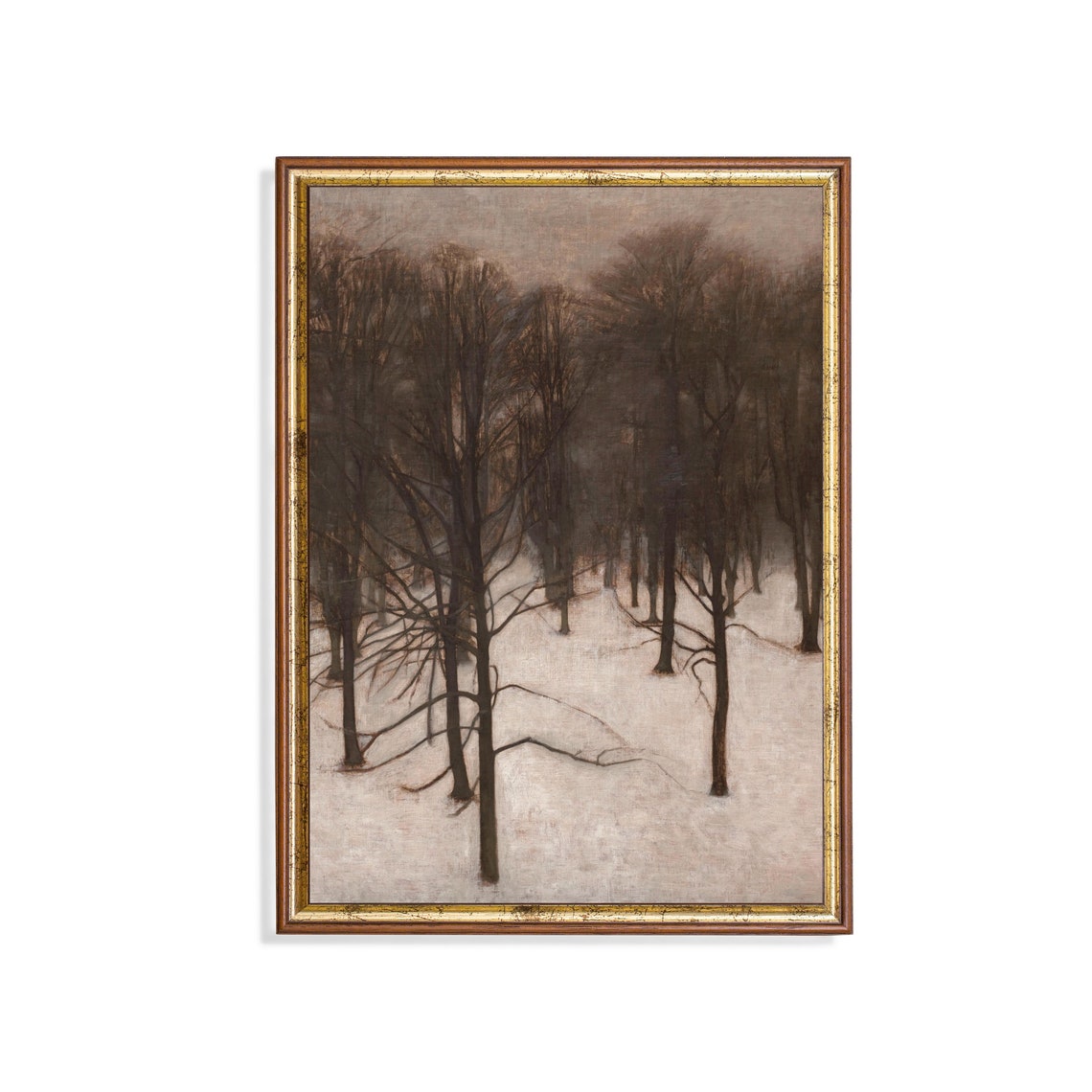 Vintage Winter Landscape Antique Forest Print Moody Rustic Fine Art Winter Scenes Christmas Wall Art
