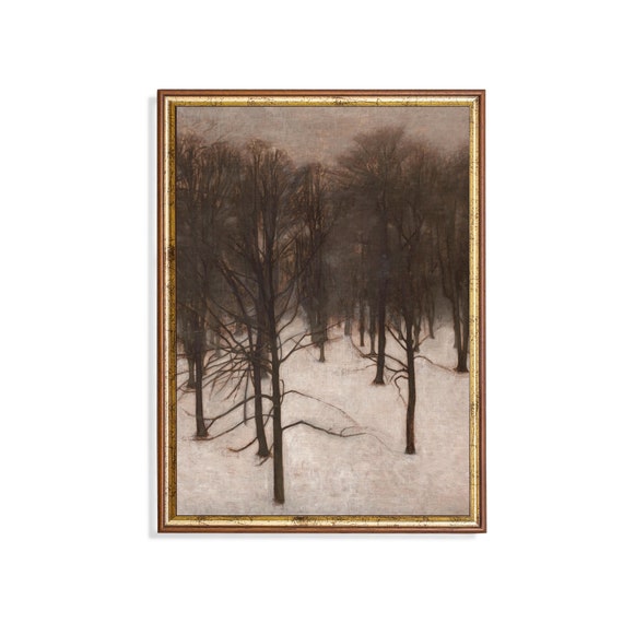 Printed And Shipped Vintage Winter Landscape Antique Forest Print Moody Rustic Fine Art Winter Scenes Christmas Wall Art