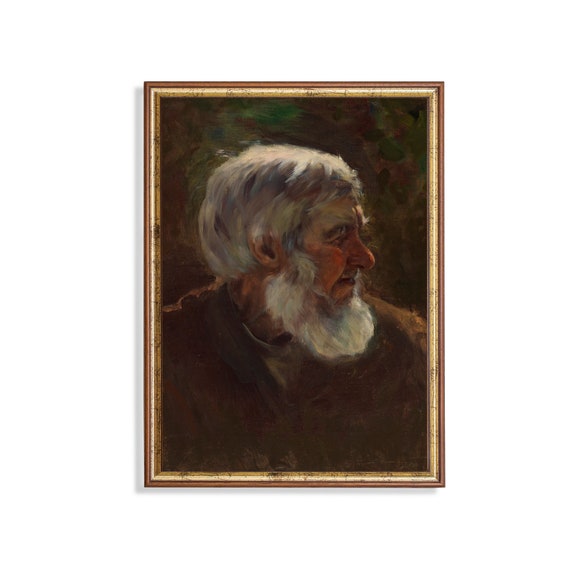 Mailed Print Vintage Gentleman Portrait Antique Old Man Portrait Moody Rustic Oil Painting Print And Ship Fine Art Print