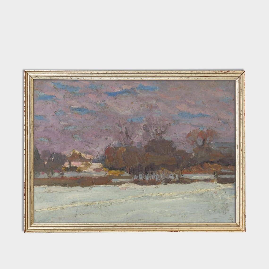 Purple Dusk Snowy Field Impressionist Winter Landscape Poster - Image 3