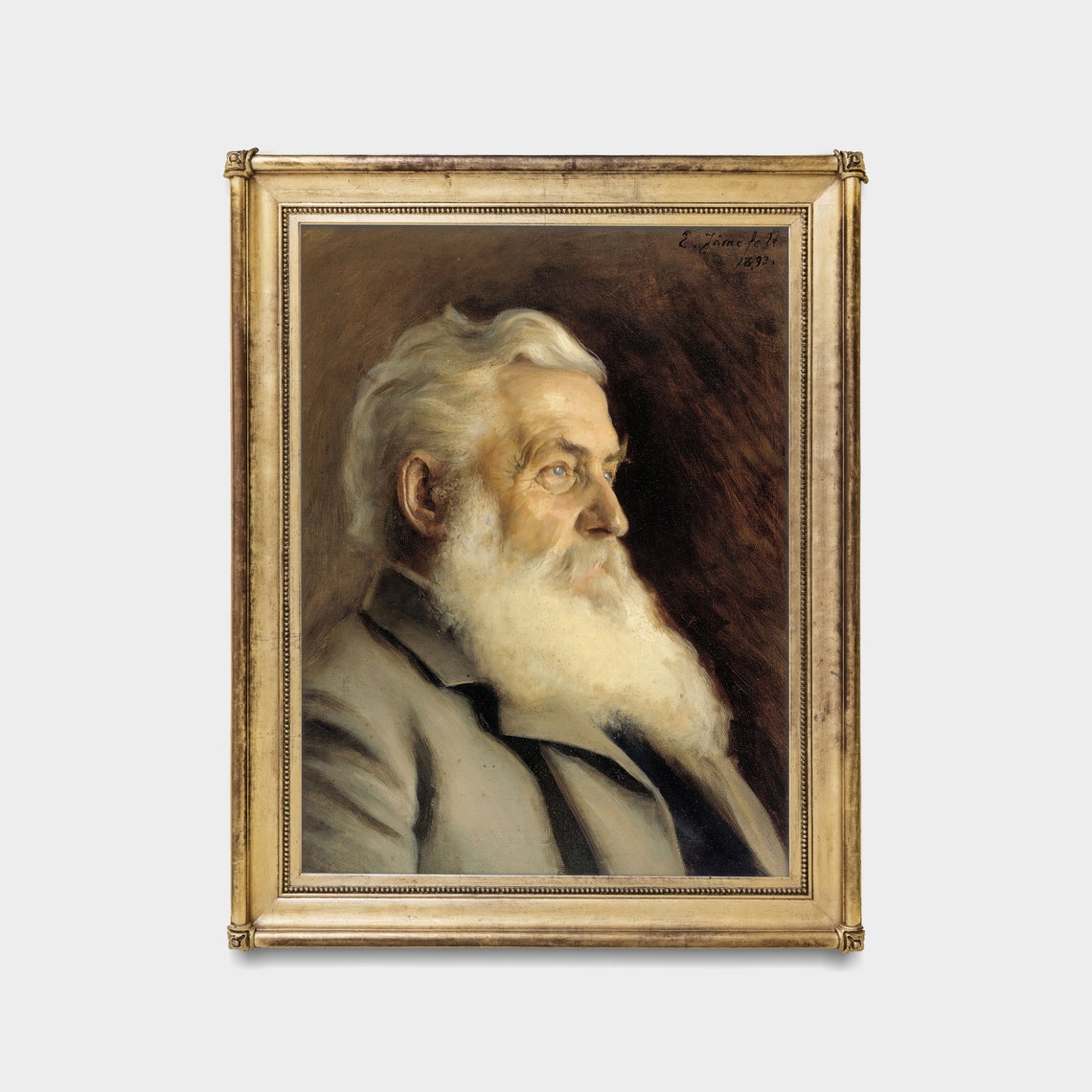 Bearded Elder in Profile Portrait Painted in 1893 Vintage Poster - Image 5