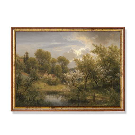Springtime Countryside Vintage Landscape Art Print