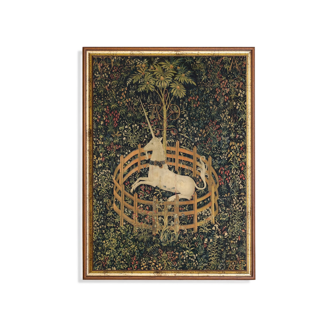 The Unicorn in Captivity Medieval Tapestry Millefleurs Wall Art