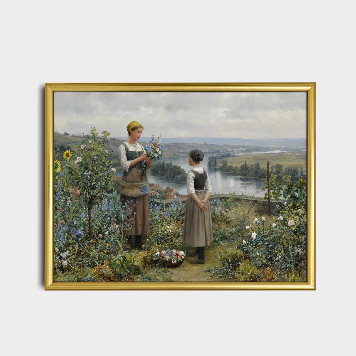 Printed And Shipped Women Picking Flowers Vintage Portrait Painting Moody Rustic Oil Painting Victorian Female Art Physical Prints - Image 2