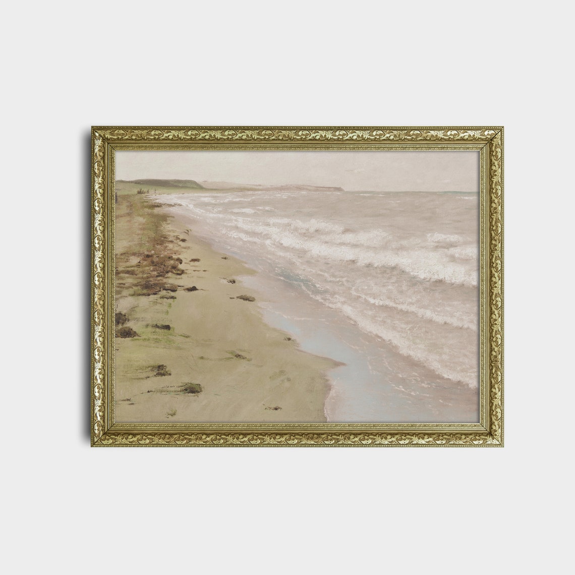 Muted Seascape with Breaking Waves on a Quiet Pale Shoreline Poster - Image 2
