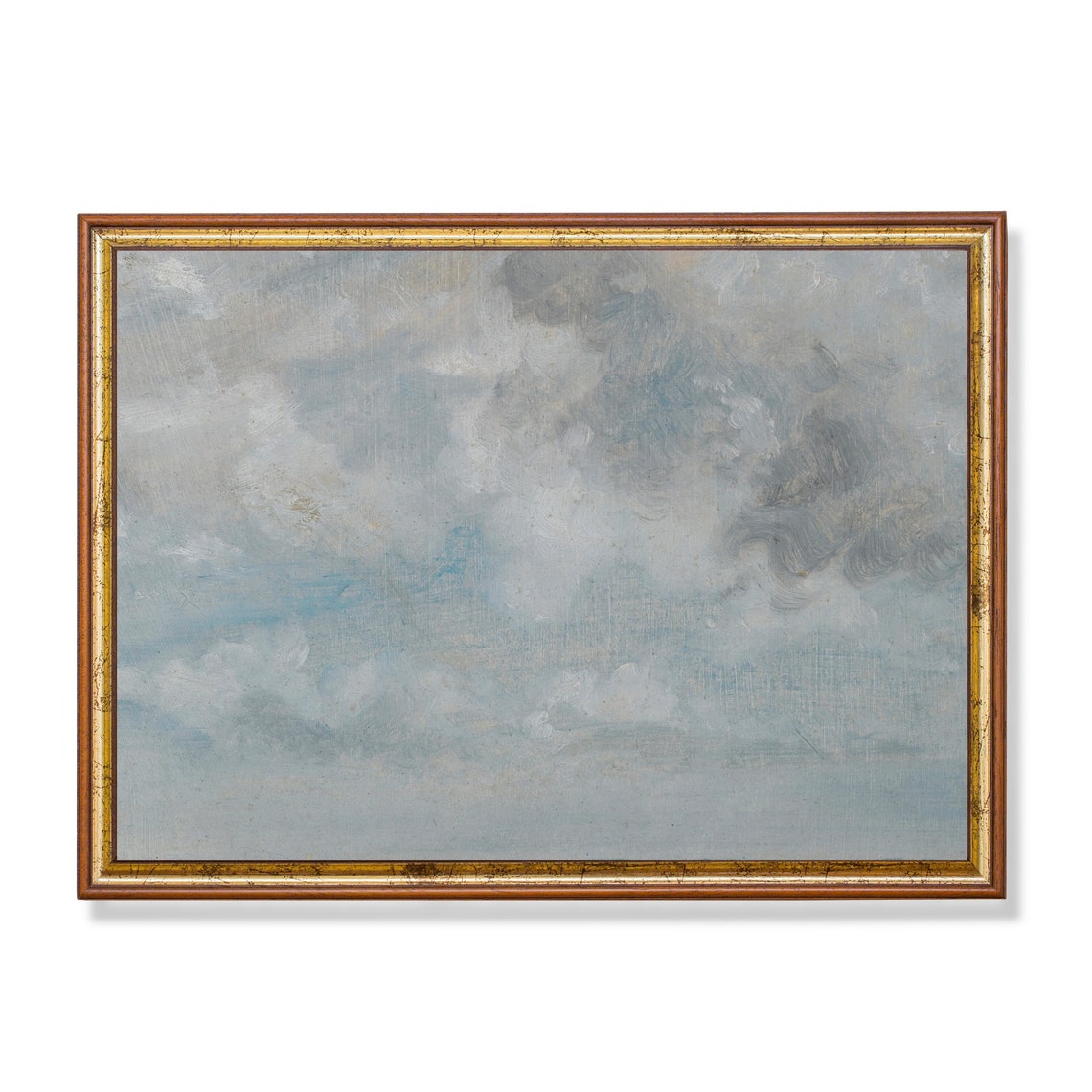 Antique Soft Neutral Grey Clouds Sky Study Minimalist Art Poster