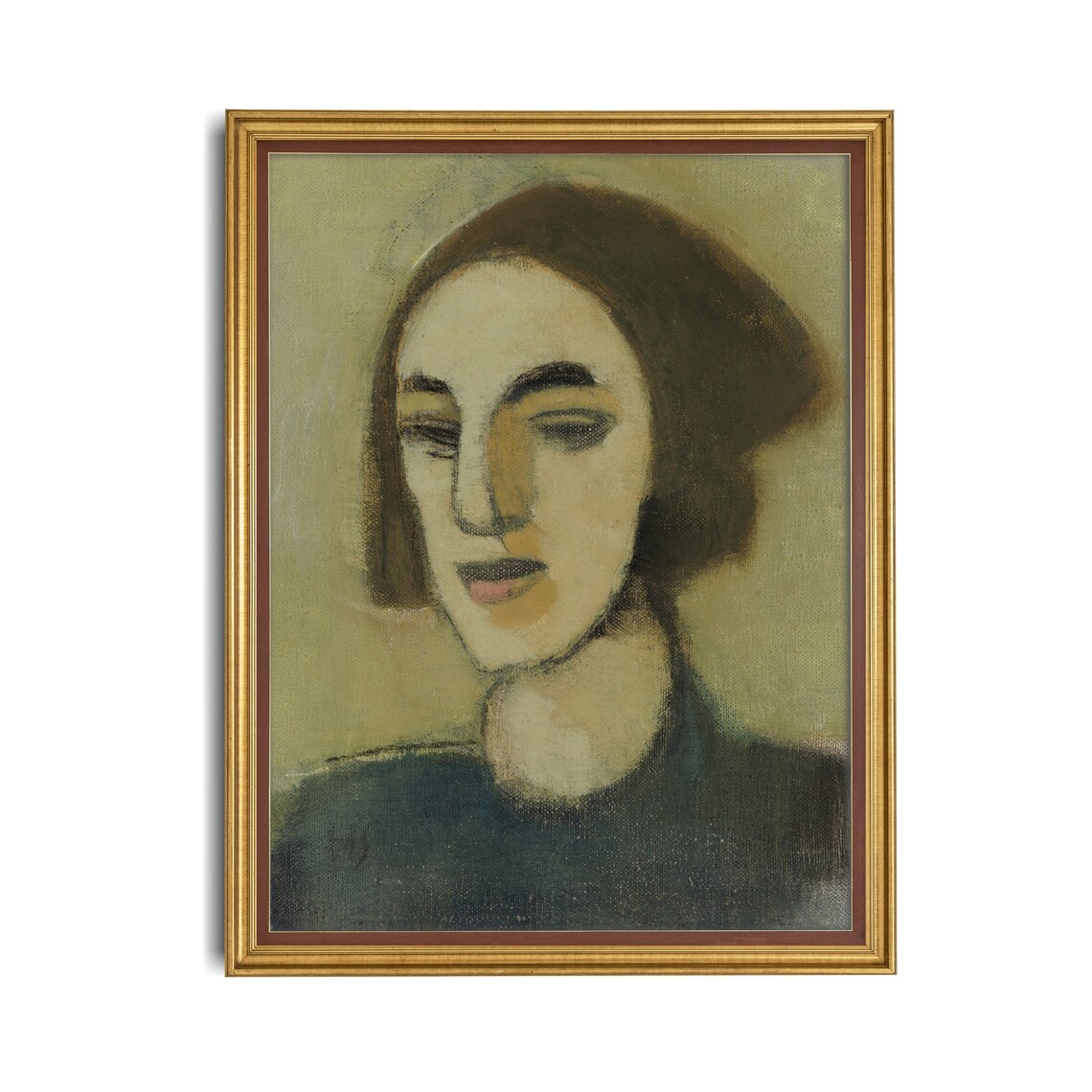 Dark-Haired Woman with a Serene Smile Modigliani Portrait Poster - Image 4