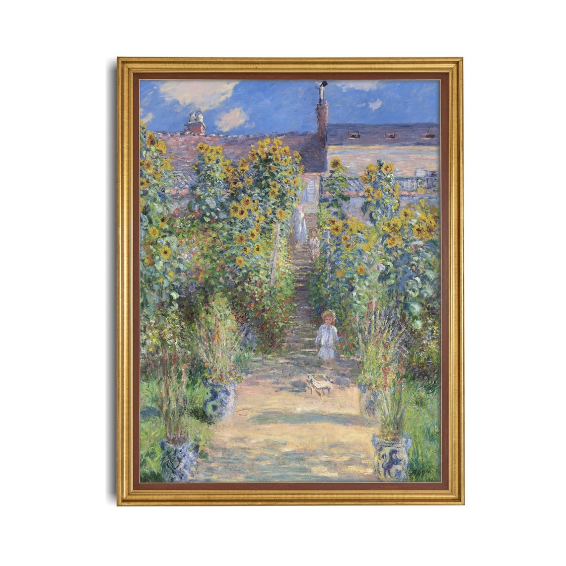 Monet Sunflower Garden at Vetheuil Vintage Impressionist Poster - Image 4