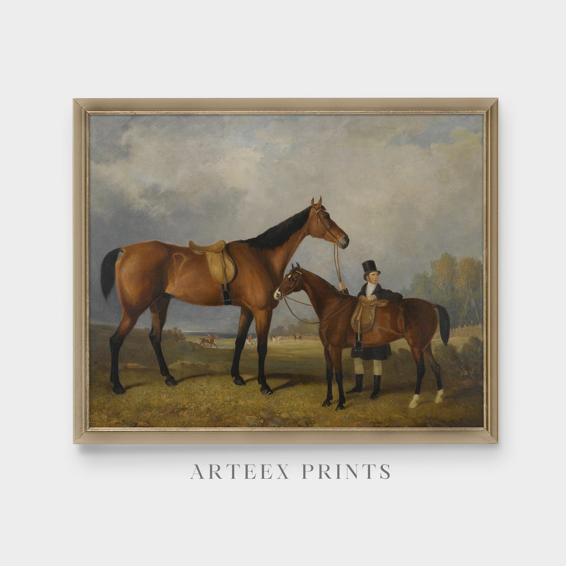 Vintage Horse Painting Antique Equestrian Oil Painting Print Farmhouse Decor Wall Art 18th Century Art - Image 4