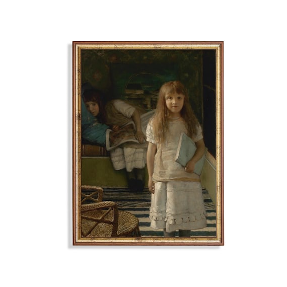 Young Girl With A Book In A Moody Interior Vintage Portrait Poster