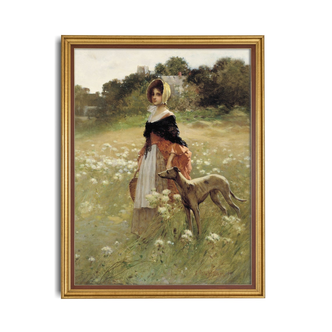 Vintage Girl Portrait Antique Girl With Dog Print Oil Painting Instant Wall Art Girls Room Decor Fine Art - Image 4