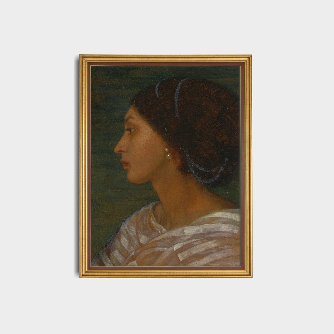 Woman In Profile With Pearls Antique Portrait Painting Poster - Image 2