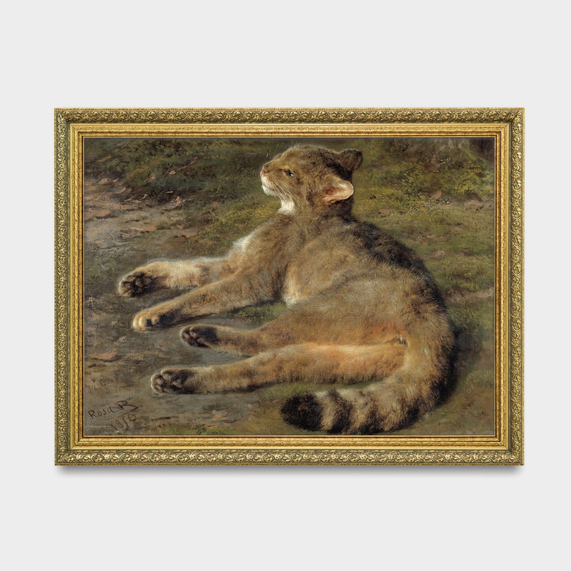 Vintage Cat Painting Antique Animal Print Farmhouse Decor Moody Rustic Art Wall Art Fine Art Print - Image 3