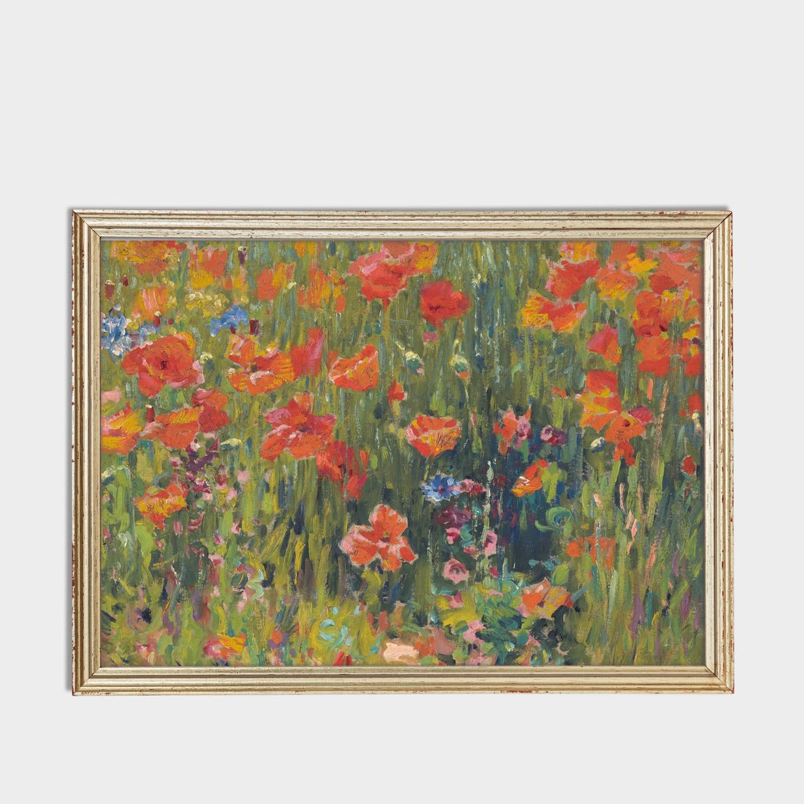 Red Poppies Meadow Impressionist Vintage Floral Landscape Poster - Image 3
