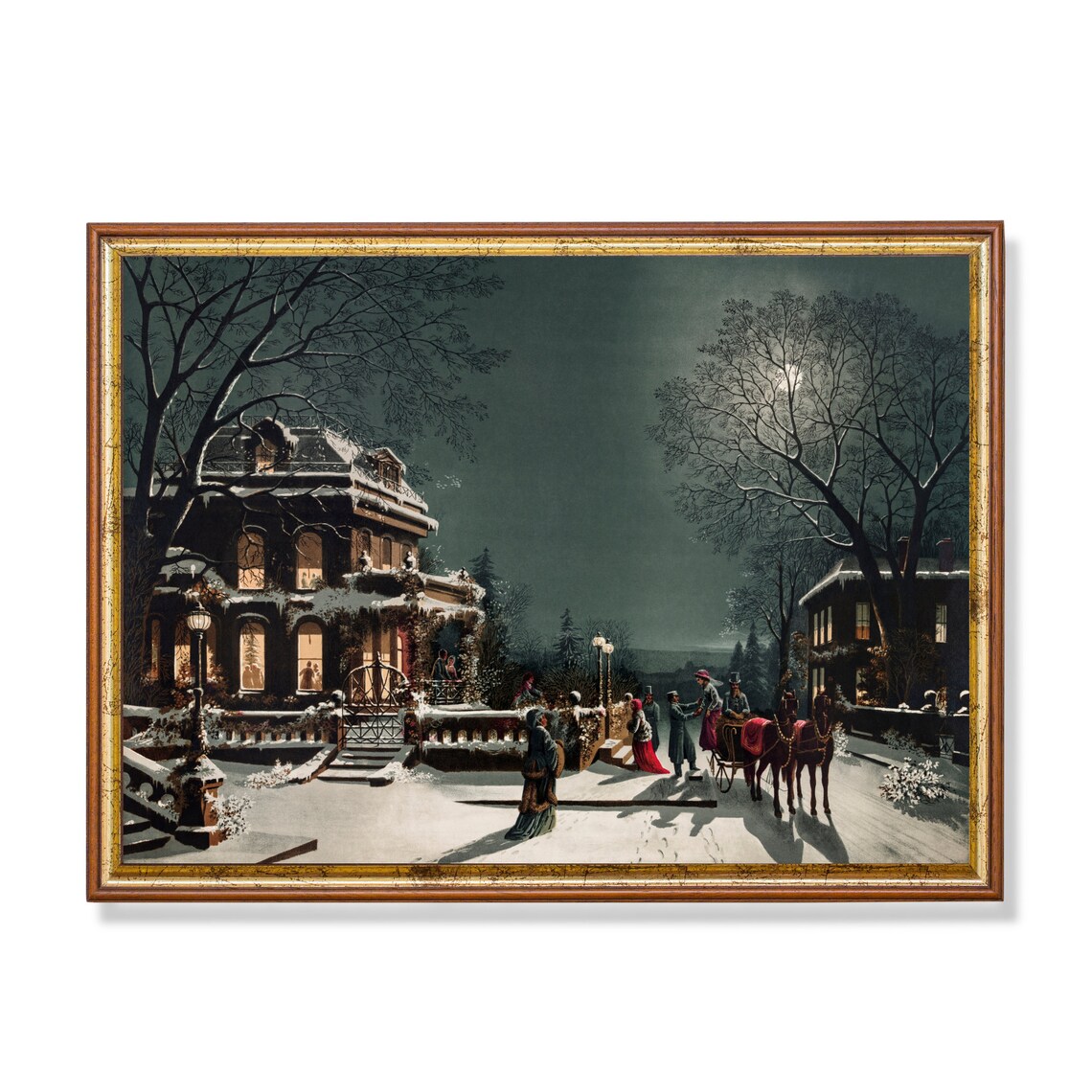 Christmas Eve Celebrations Vintage Wall Art Print