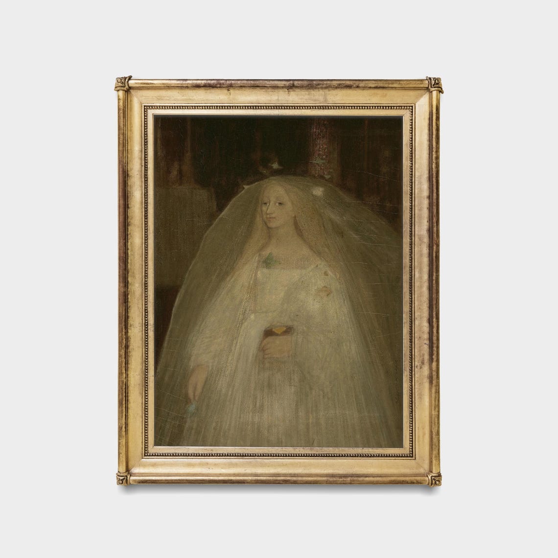 Ethereal Symbolist Portrait Of Mysterious Veiled Woman In White Poster - Image 5
