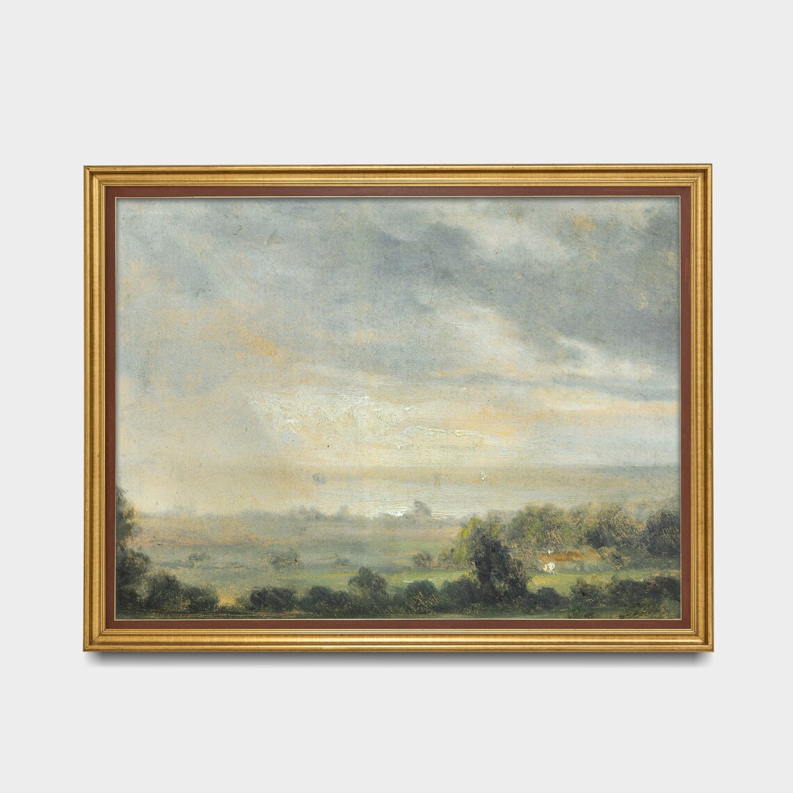 Antique Oil Landscape Painting, Farmhouse Art Print - Image 2