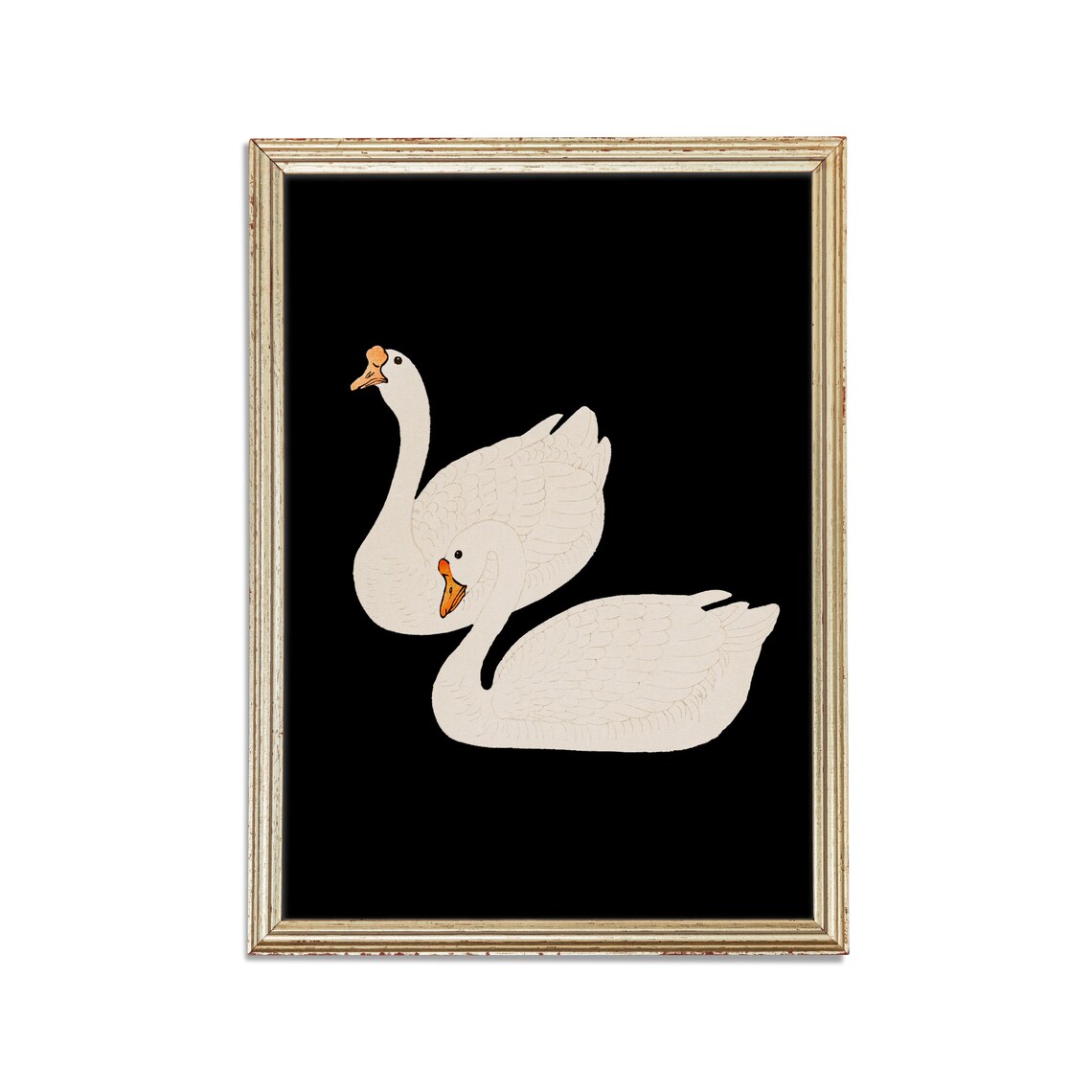 White Swan Antique Water Bird Art Print, Dark Academia Rustic - Image 2