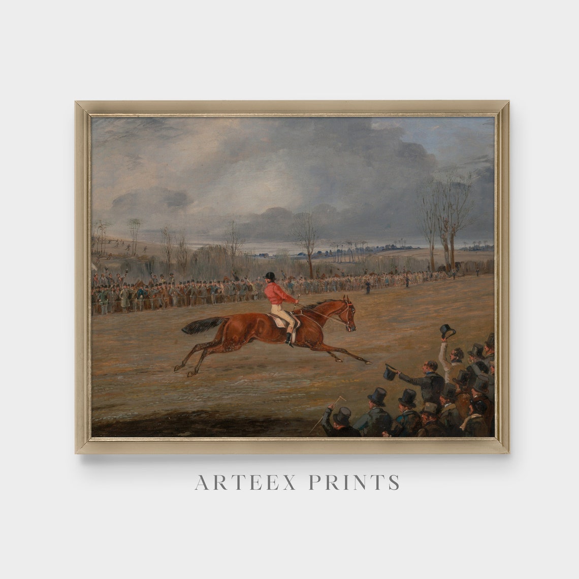 Victorian Horse Race Winner Crossing the Finish Line Painting Poster - Image 3