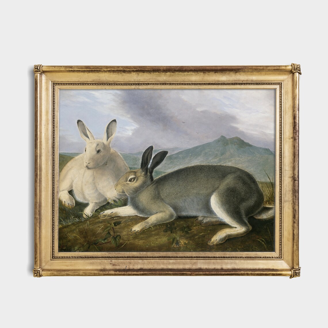 Vintage Rabbit Painting, Farmhouse Hare Art Print - Image 2