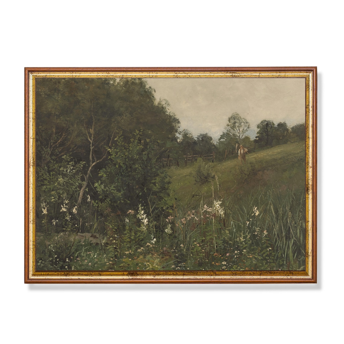 Wildflower Meadow at the Woodland Edge with Walker Vintage Oil Print