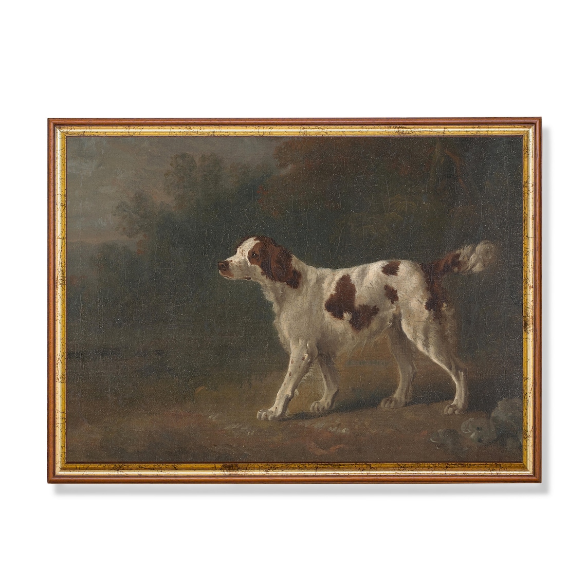 Mailed Print Vintage Dog Painting, Rustic Farmhouse Decor
