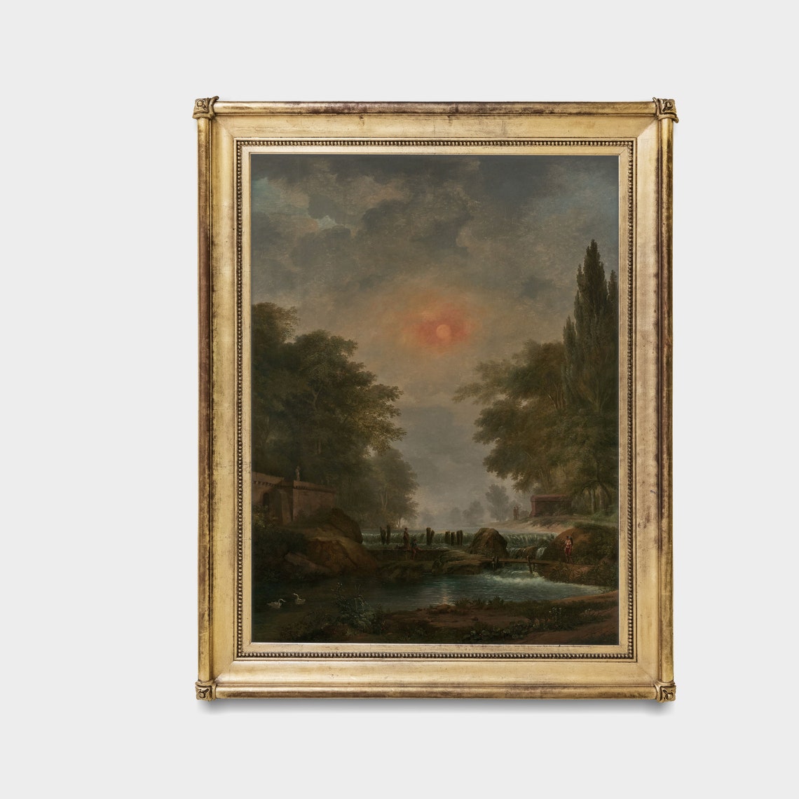 Print And Ship Rustic Landscape Painting Moody Forest Fine Art Print Cabin Decor Vertical Nature Antique Print Mailed Art - Image 3