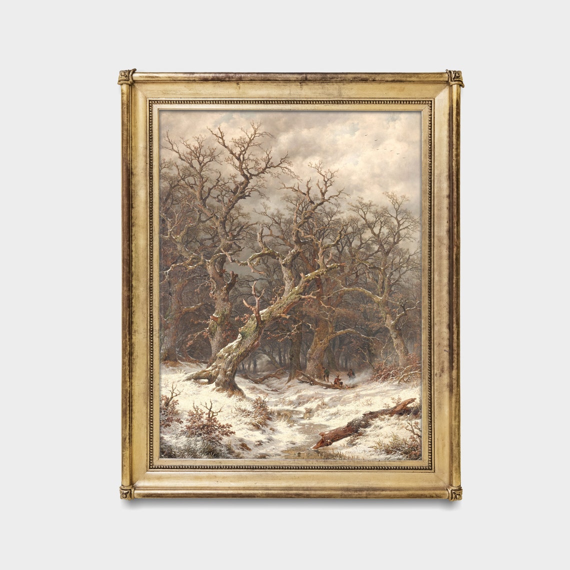 Bare Winter Trees in a Snowy Forest Vintage Landscape Art Poster - Image 3