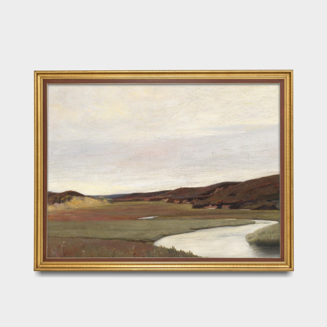 Winding River Through a Quiet Autumn Valley Landscape Poster - Image 2