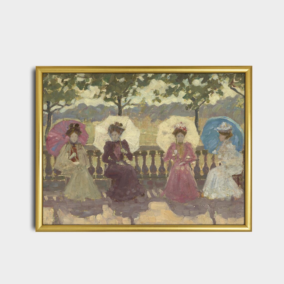 Printed And Shipped Women Sitting In Park Vintage Portrait Painting Moody Rustic Oil Painting Victorian Female Art Physical Prints - Image 2