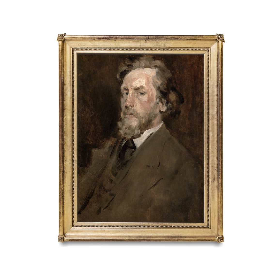 Bearded Gentleman Loose Dark Oil Sketch Vintage Portrait Study Poster - Image 3