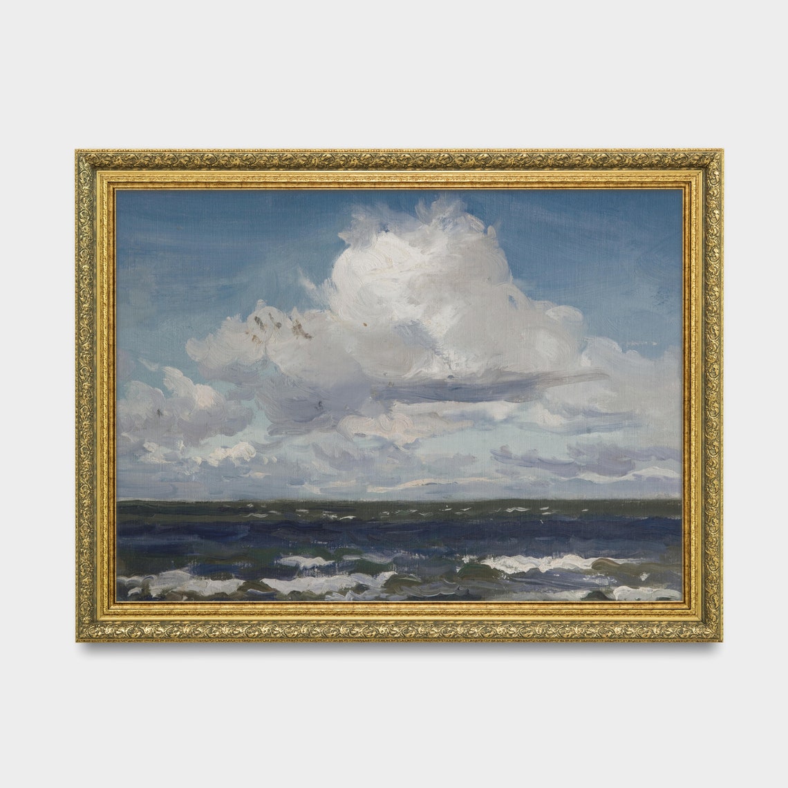 Vintage Ocean Cloud Study Dramatic Seascape Oil Painting Wall Art - Image 2