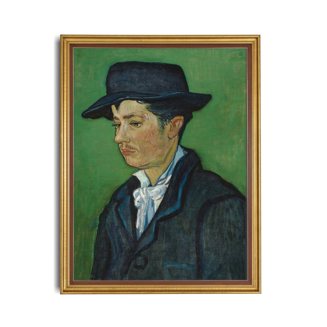Van Gogh Portrait of Armand Roulin Dark Hat Green Vintage Poster - Image 3