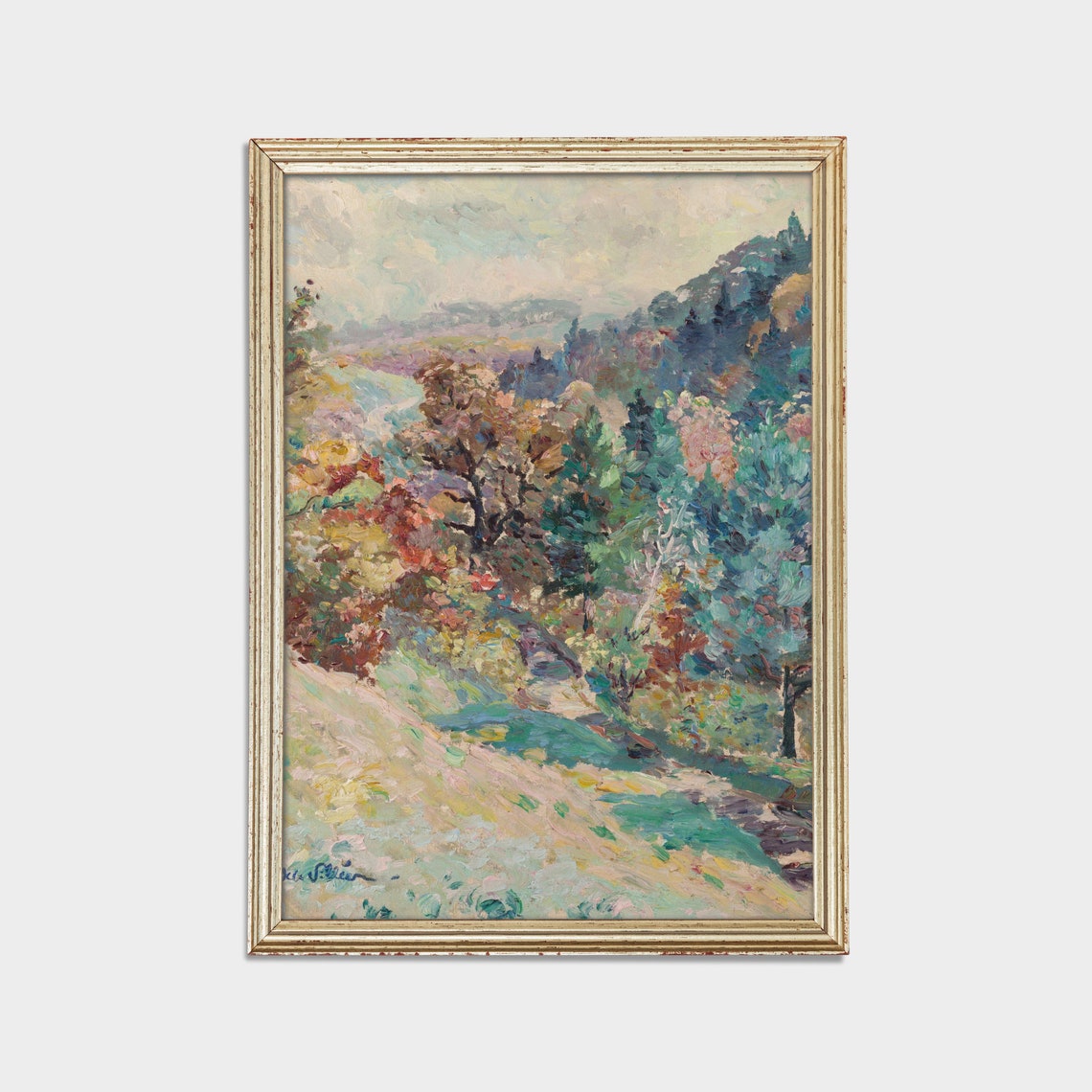 Autumn Woodland Valley In Vivid Color Impressionist Landscape Poster - Image 2