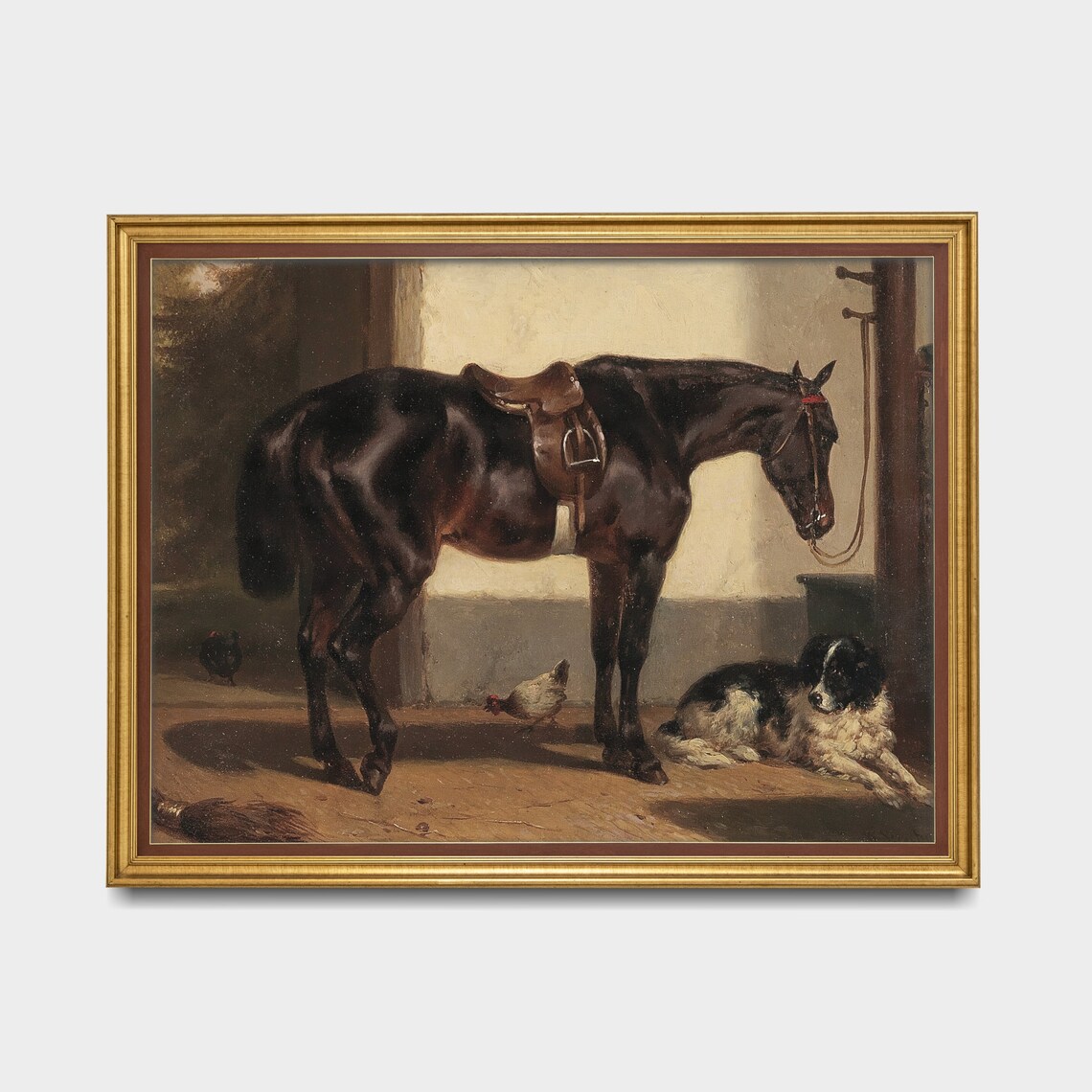 Horse With Dog Painting, Rustic Farmhouse Art Print - Image 3