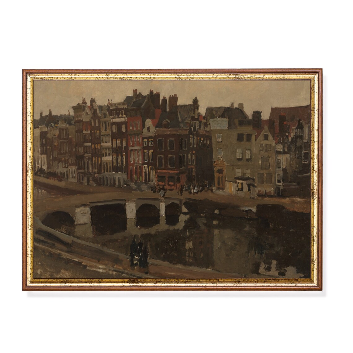 Old Canal Houses And Bridge At Dusk Moody European Cityscape Poster