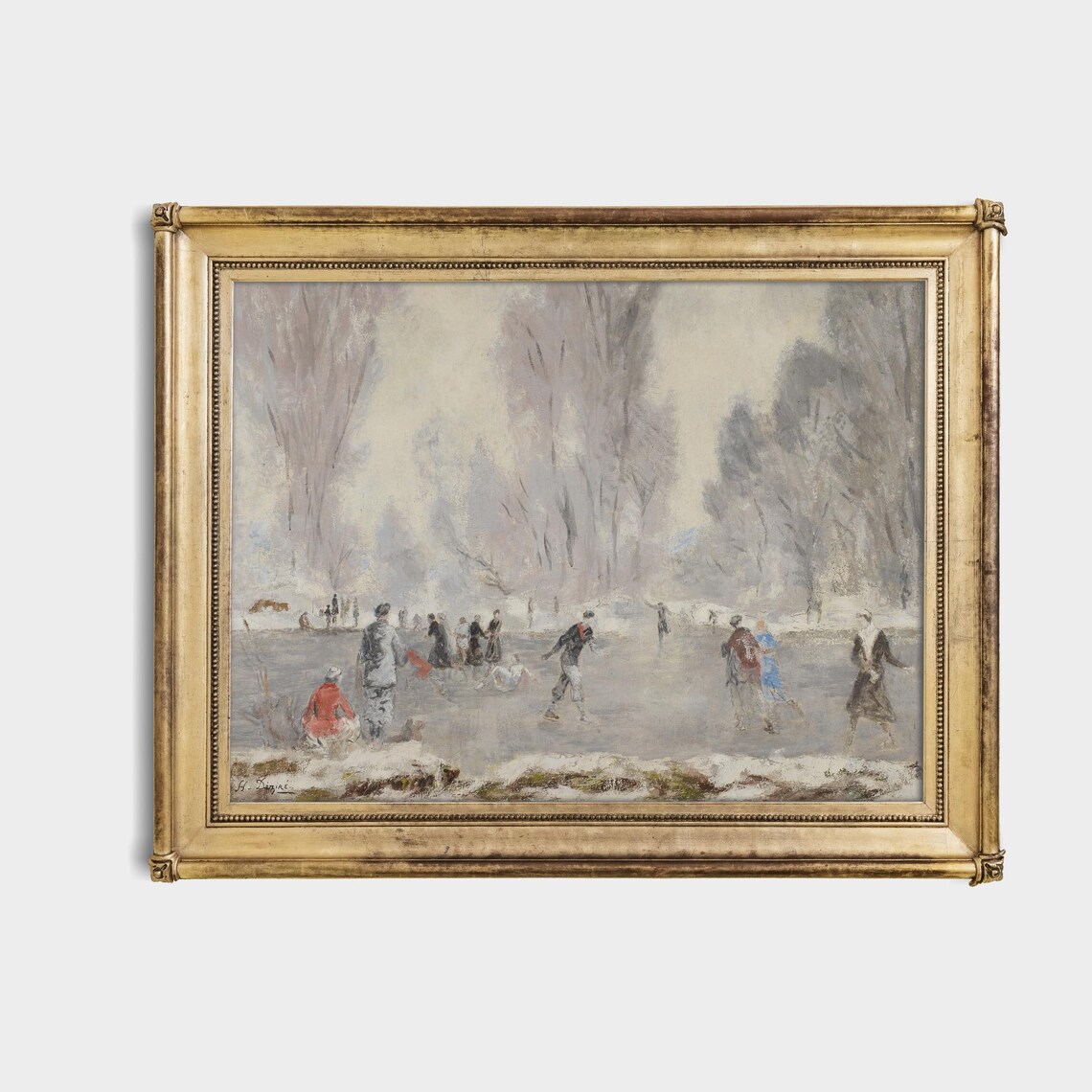 Ice Skaters on a Frozen Pond Winter Scene Vintage Holiday Poster - Image 4