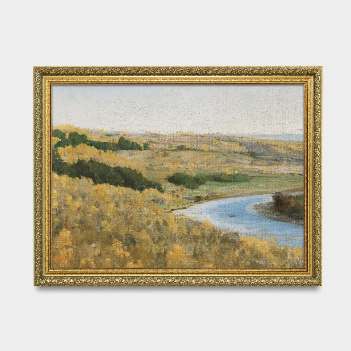 Golden Autumn River Valley Vintage Landscape Painting Wall Poster - Image 3